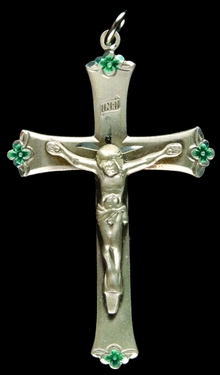 Photo of STERLING SILVER EMERALD CRUCIFIX 1241E