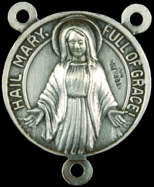 Photo of STERLING SILVER OUR FATHER WITH HAIL MARY ON REVERSE CENTER 1328