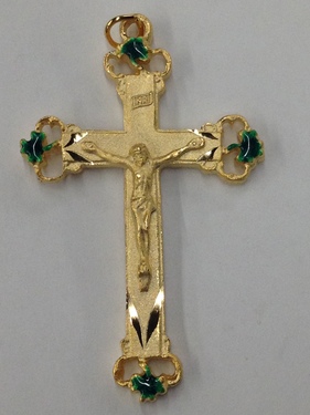 Photo of GOLD PLATED PEWTER SHAMROCK CRUCIFIX 1467