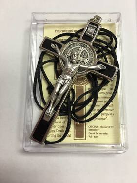 Photo of BLACK ENAMEL ST. BENEDICT CRUCIFIX W/ PLASTIC CASE 511A