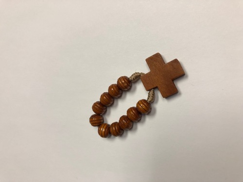 Photo of CARVED WOOD ROSARY RING 742