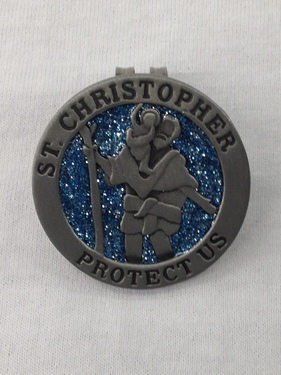 Photo of ST CHRISTOPHER AUTO VISOR CLIP W/ BLUE BACKGROUND 743