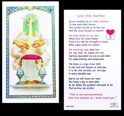 Photo of LOVE ONE ANOTHER-WEDDING LAMINATED HOLY CARD 800-087