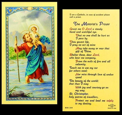 Photo of MOTORISTS' PRAYER-ST CHRISTOPHER 800-104