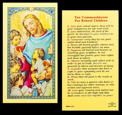 Photo of TEN COMMANDMENTS FOR SCHOOL CHILDREN 800-143