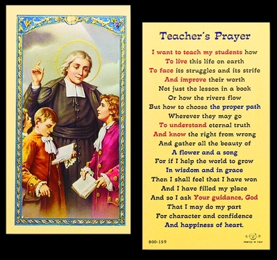 Photo of A TEACHER'S PRAYER LAMINATED HOLY CARDS 800-159