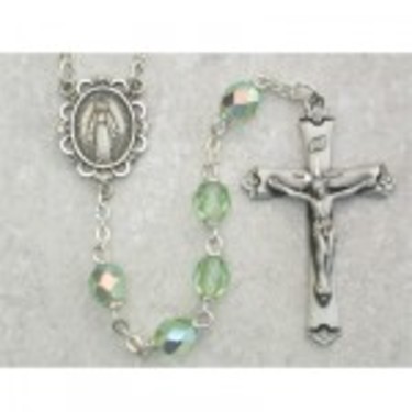 Photo of SS 6MM AB PERIDOT/AUG ROSARY WITH VELVET BOX 875L-AUG