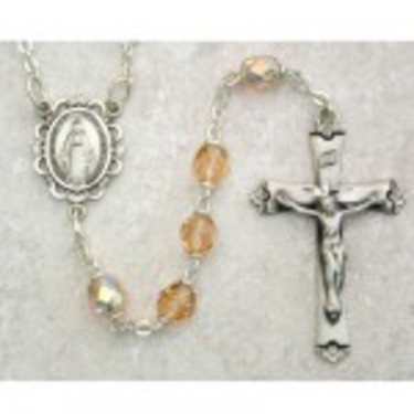 Photo of SS 6MM AB ROSE/OCT ROSARY WITH VELVET BOX 875L-OCT