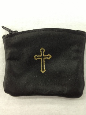 Photo of BLACK LEATHER ZIPPER ROSARY CASE 905BK