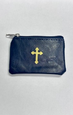Photo of DARK BLUE MARBLE PATTERNED ZIPPER ROSARY POUCH 922