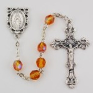 Photo of NS 6MM AB TOPAZ/NOV ROSARY WITH VELVET BOX R391-NOV