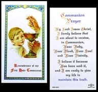 Photo of FIRST COMMUNION LAMINATED HOLY CARD FOR A BOY 800-002