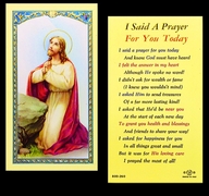 Photo of I SAID A PRAYER FOR YOU TODAY LAMINATED HOLY CARD 800-260