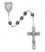 Photo of SS 6MM AB DK AMETHYST/FEB ROSARY WITH VELVET BOX 875L-FEB