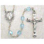 Photo of SS 6MM AB AQUA/MARCH ROSARY WITH VELVET BOX 875L-MAR