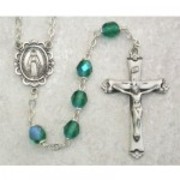 Photo of SS 6MM AB ENERALD/MAY ROSARY WITH VELVET BOX 875L-MAY