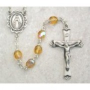 Photo of SS 6MM AB TOPAZ/NOV ROSARY WITH VELVET BOX 875L-NOV