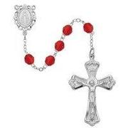 Photo of RHODIUM 6MM AB RUBY/JULY ROSARY WITH VELVET BOX 880-JUL