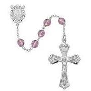 Photo of RHODIUM 6MM AB LT AMETHYST/JUNE ROSARY WITH VELVET BOX 880-JUN