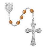 Photo of RHODIUM 6MM AB TOPAZ/NOV ROSARY WITH VELVET BOX 880-NOV