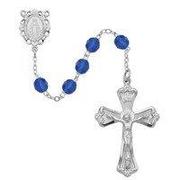 Photo of RHODIUM 6MM AB SAPPHIRE/SEPT ROSARY WITH VELVET BOX 880-SEPT