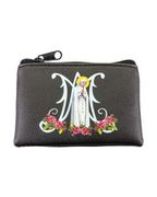 Photo of OL OF FATIMA BLACK LEATHERETTE ZIPPER ROSARY CASE 910BK
