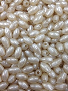 Photo of 6x9MM IVORY PEARLIZED PLASTIC MISSION BEAD M55I