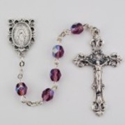 Photo of NS 6MM AB DK AMETHYST/FEB ROSARY WITH VELVET BOX R391-FEB