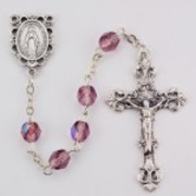 Photo of NS 6MM AB LT AMETHYST/JUNE ROSARY WITH VELVET BOX R391-JUN